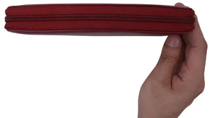 Women RFID Bifold Ladies Cluth Wristlet Wrist Strap Long Purse Leather Wallet-menswallet