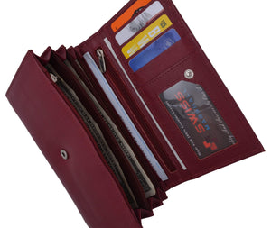 Women RFID Blocking Real Leather Wallet - Clutch Checkbook Wallet for Women-menswallet