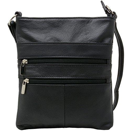 Women's Leather Mini Body Purse - Five Compartments, Adjustable Strap-menswallet