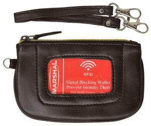 Women's Premium Leather RFID Blocking Safe Zip ID Pouch RFID P 1110 (C)-menswallet