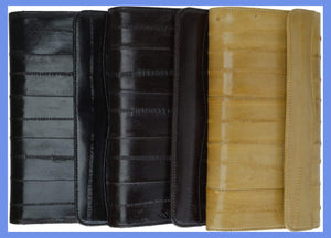 Womens Eel Skin Leather Deluxe Checkbook Wallet E 2575-menswallet