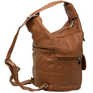 Womens Leather Convertible 7 Pocket Medium Size Tear Drop Sling Backpack Purse Shoulder Bag-menswallet
