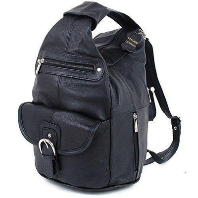 Leather Convertible Sling Backpack Purse 7 Pocket Adjustable Strap Hobo Style Amazon.com: Womens Leather Convertible 7 Pocket Medium Size  main image 4