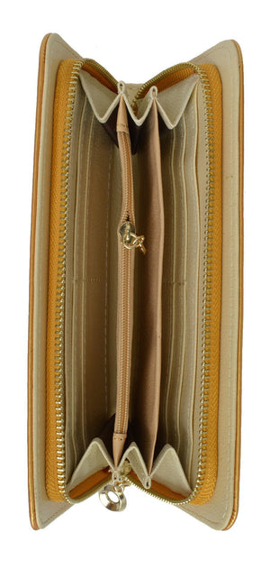 Womens Single Zip Around Croco Design Wristlet Clutch Organizer Shinny Wallet 117-921 (C)-menswallet