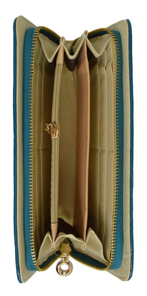 Womens Single Zip Around Croco Design Wristlet Clutch Organizer Shinny Wallet 117-921 (C)-menswallet
