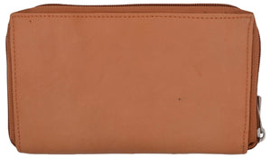 Womens Wallet Genuine Leather Double Zip Around Phone Clutch Large Travel Purse Ladies Wallet-menswallet