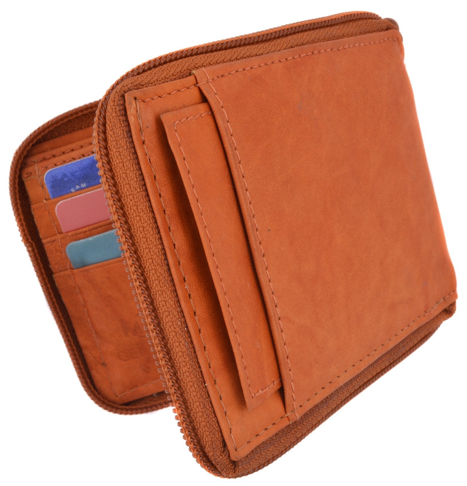 Zip Around Bifold Wallet with Card Slots and Zipped Coin Space for Men 1656  CF 