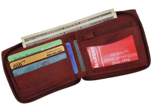 Zip Around Bifold Wallet with Card Slots and Zipped Coin Space for Men 1656 CF-menswallet