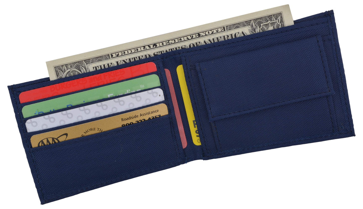 Blue Kids Nylon Card ID Holder with Coin Pocket Bifold Boys Wallet NEW-menswallet