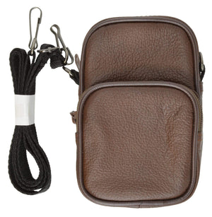100% Leather Camera Pouch with Strap with Extra Zipper Compartment-menswallet