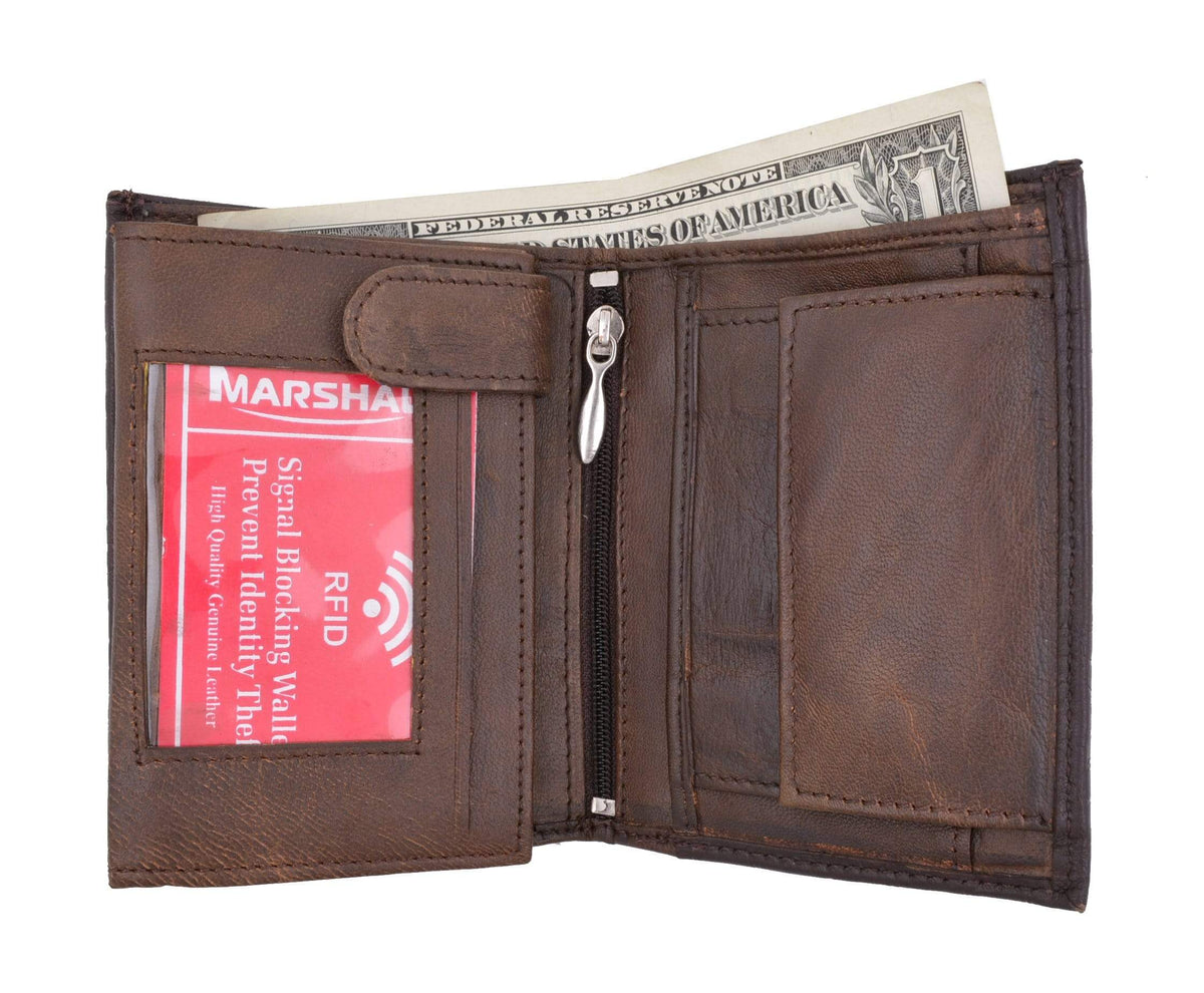 Men's Crocodile Embossed Leather RFID Blocking Bifold Wallet - Tan, 8 Card Slots, Zippered, Gift Ready - View #10
