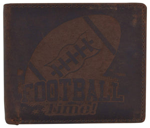 Football Logo Mens RFID Blocking Genuine Leather Bifold Wallet-menswallet