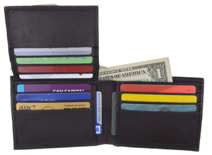 Genuine Lambskin Soft Leather Bifold Credit Card Wallet with ID Flap Up 53-menswallet