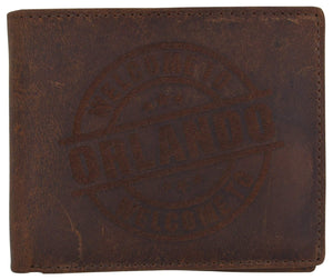 Genuine Leather Bifold Welcome to Orlando RFID Men's Wallet-menswallet