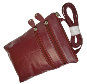 Marshal Genuine Leather 4 Zipper Compartment Crossbody Purse Shoulder Bag-menswallet