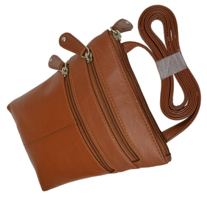 Marshal Genuine Leather 4 Zipper Compartment Crossbody Purse Shoulder Bag-menswallet