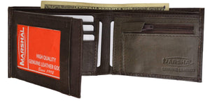 Genuine Leather Mens Bifold Wallet with Change Pocket 1692-menswallet