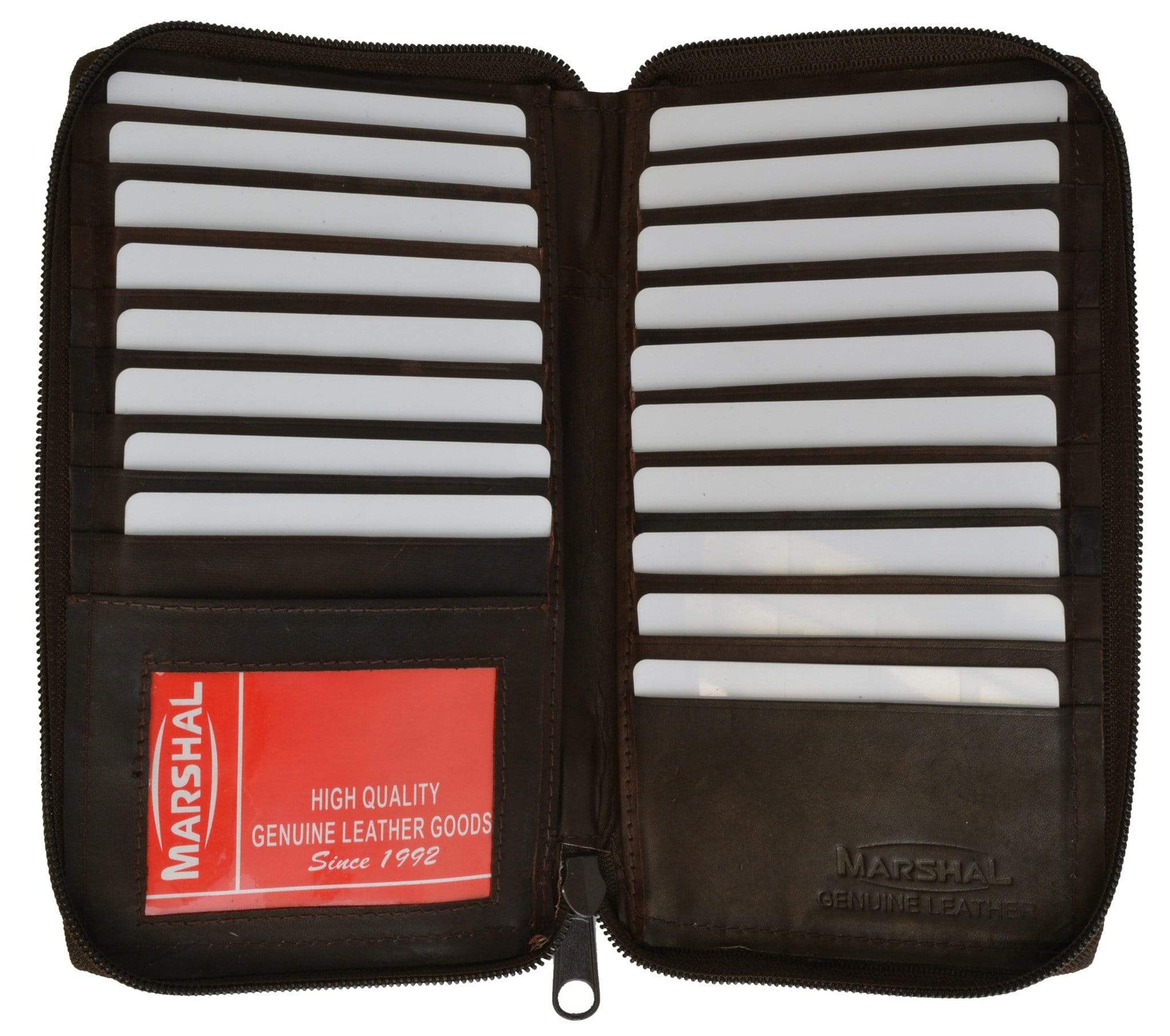 Marshal Wallet Genuine Leather Zip Around Credit Card Organizer Wallet with ID Window 729 CF , Adult Unisex, Size: Standard, Brown Marshal Wallet Genuine Leather Zip Around Credit Card Organizer Wallet with ID Window 729 CF , Adult Unisex, Size: Standard, Brown