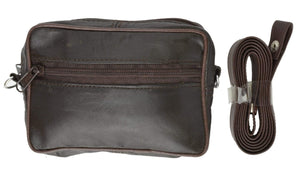 Genuine Leather Zippered Organizer Pouch with Detachable Shoulder Strap 115 (C)-menswallet