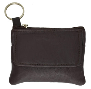 Ladies Small Genuine Leather Change Coin Purse with Key Ring-menswallet