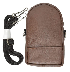 Leather Cellphone Camera Pouch with Neck Strap-menswallet