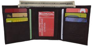 Leather Mens Trifold Wallet Zipper Money Compartment 55 CF-menswallet