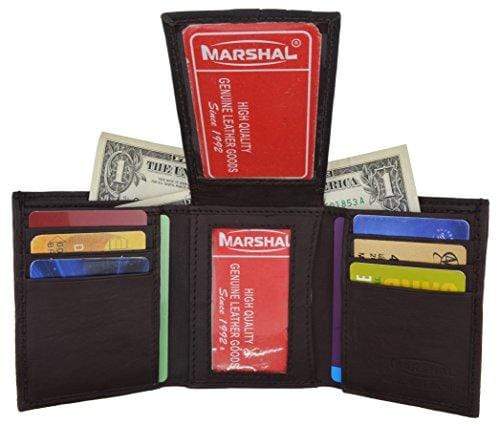Men's Lambskin Leather Trifold Center Flap Double ID Credit Card Holder Wallet - wallets for men's at mens wallet