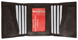 Mens Genuine Leather Trifold ID Window Vertical Card Slots Wallet 1855 CF-menswallet
