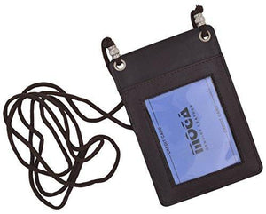 Moga Genuine Leather Credit Card Holder Neck-holder Business ID Badge Neck Strap-menswallet