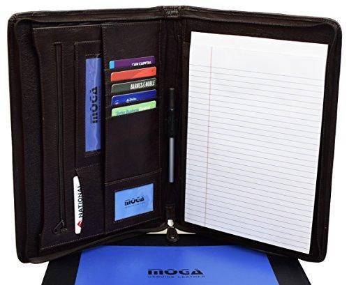 Moga Genuine Leather Travel Writing Pad Portfolio Business Case with Tablet Sleeve - wallets for men's at mens wallet