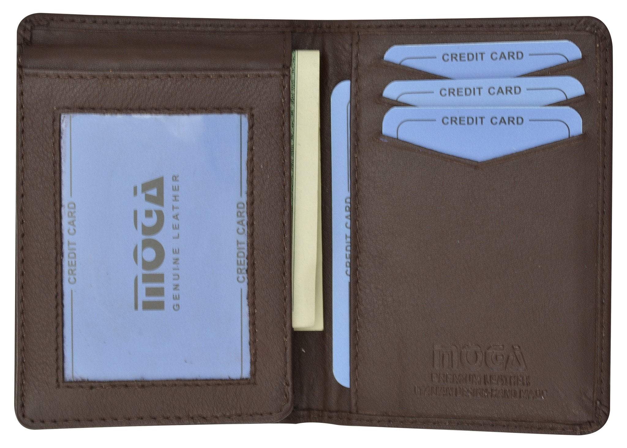 Genuine Leather Bifold Large Credit Card- ID Euro Style Hipster Mens Wallet. (Brown Genuine Leather Bifold Large Credit Card- ID Euro Style Hipster Mens Wallet. (Brown