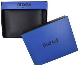 Moga Men's Genuine Leather Slim Money Clip Credit Card Holder Bifold Wallet With ID Window-menswallet