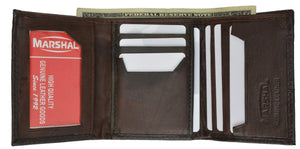 Multi Card Holder ID Window Trifold Soft Leather Mens Wallet 1255-menswallet