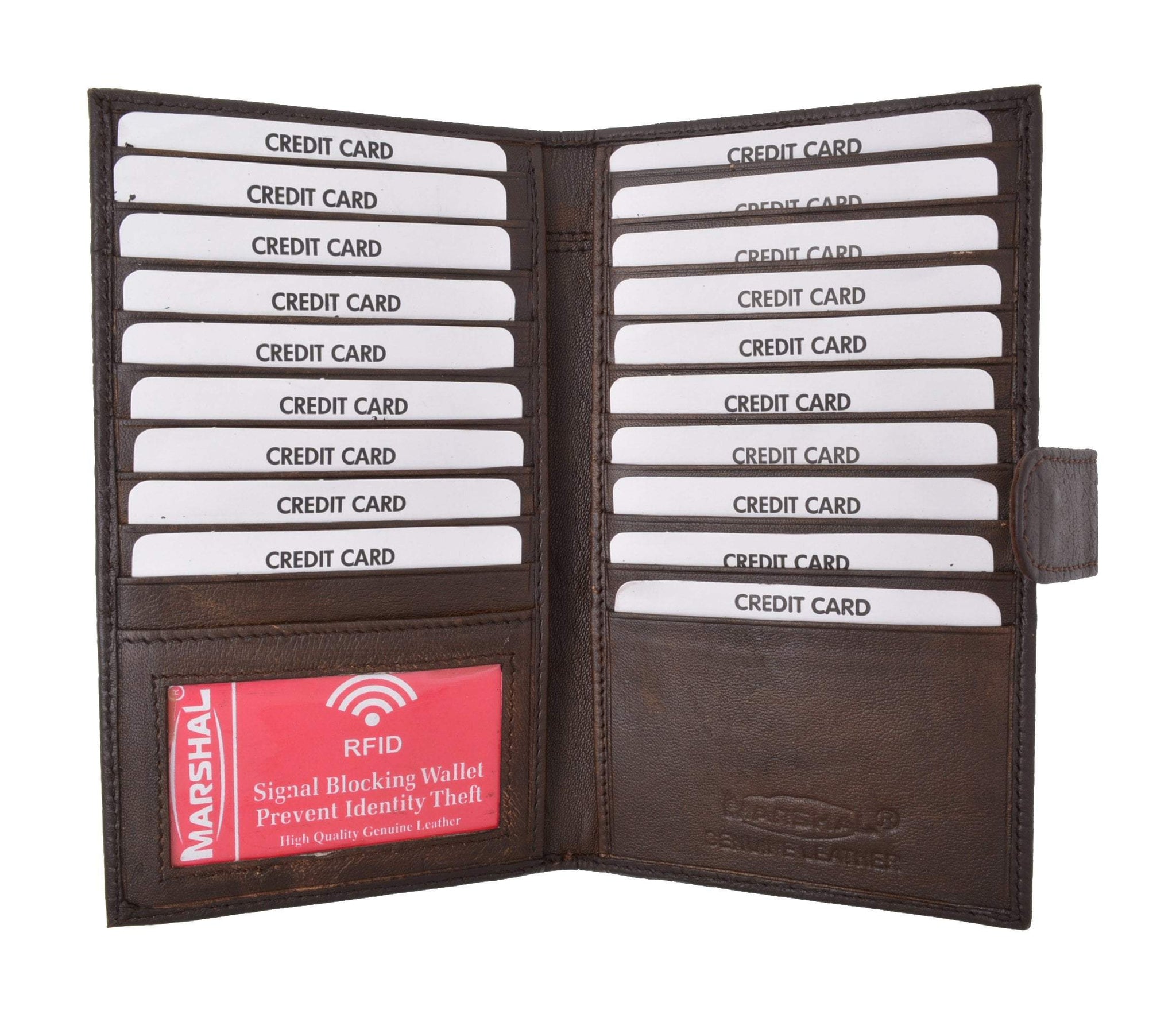 rfid-blocking wallet or card sleeve RFID Blocking Crocodile Pattern Premium Leather Credit Card Holder Wallet 19 Card Slots + 1 ID Window With Snap Closure RFIDP1629CR (C)