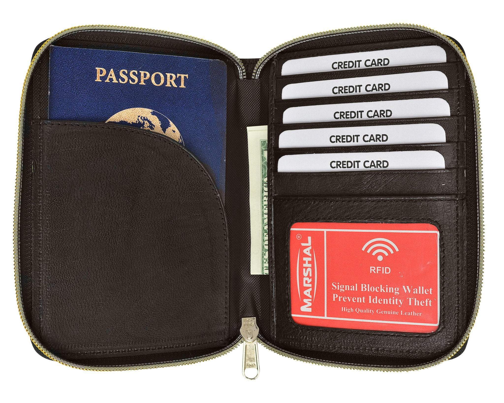 Rfid Premium Leather Men's Passport Bifold Zip Around Wallet ID & Credit Card Holder Rfid P 701 , Brown Rfid Premium Leather Men's Passport Bifold Zip Around Wallet ID & Credit Card Holder Rfid P 701 , Brown