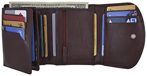 Women's Genuine Leather Compact Double ID Windows Credit Card Holder Wallet With Zippered Pocket by Moga-menswallet