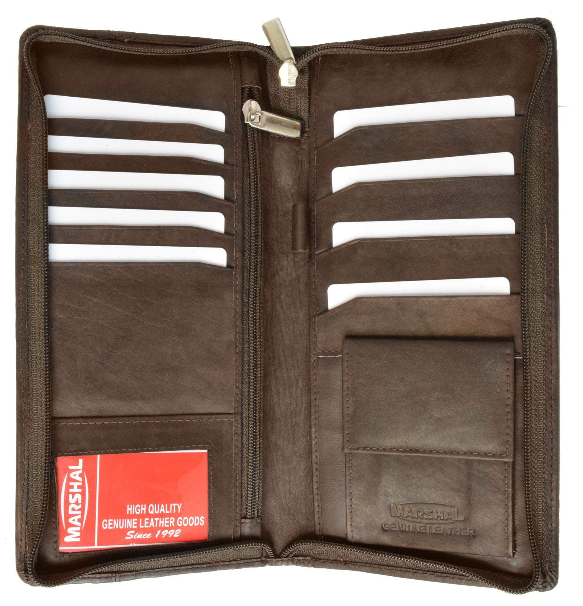 Marshal Wallet Genuine Leather Zipper Key Chain Holder Wallet 212 CF , Adult Unisex, Size: Standard, Brown