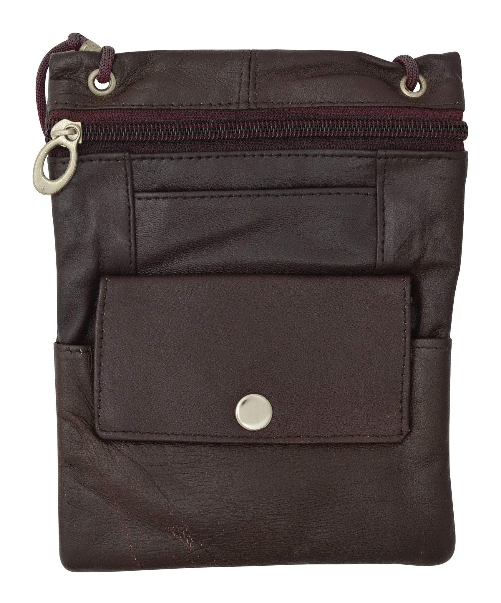 Elegance Look Leather Cross Body Bag Leather Shoulder Purse w Zipper Pocket Different Colors 1410 (C)-menswallet