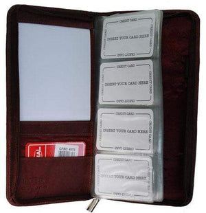 Genuine Leather Mens Zip Around Office Multi Business Credit Card Holder 4670 CF (C)-menswallet