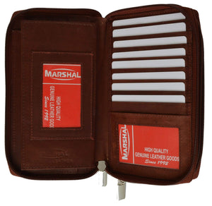 Ladies Checkbook Organizer Genuine Leather Zip Around Clutch Wallet 4575 CF (C)-menswallet