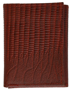 Mens Genuine Leather Trifold Simulated Snake Skin Print Wallet 71055 SN-menswallet