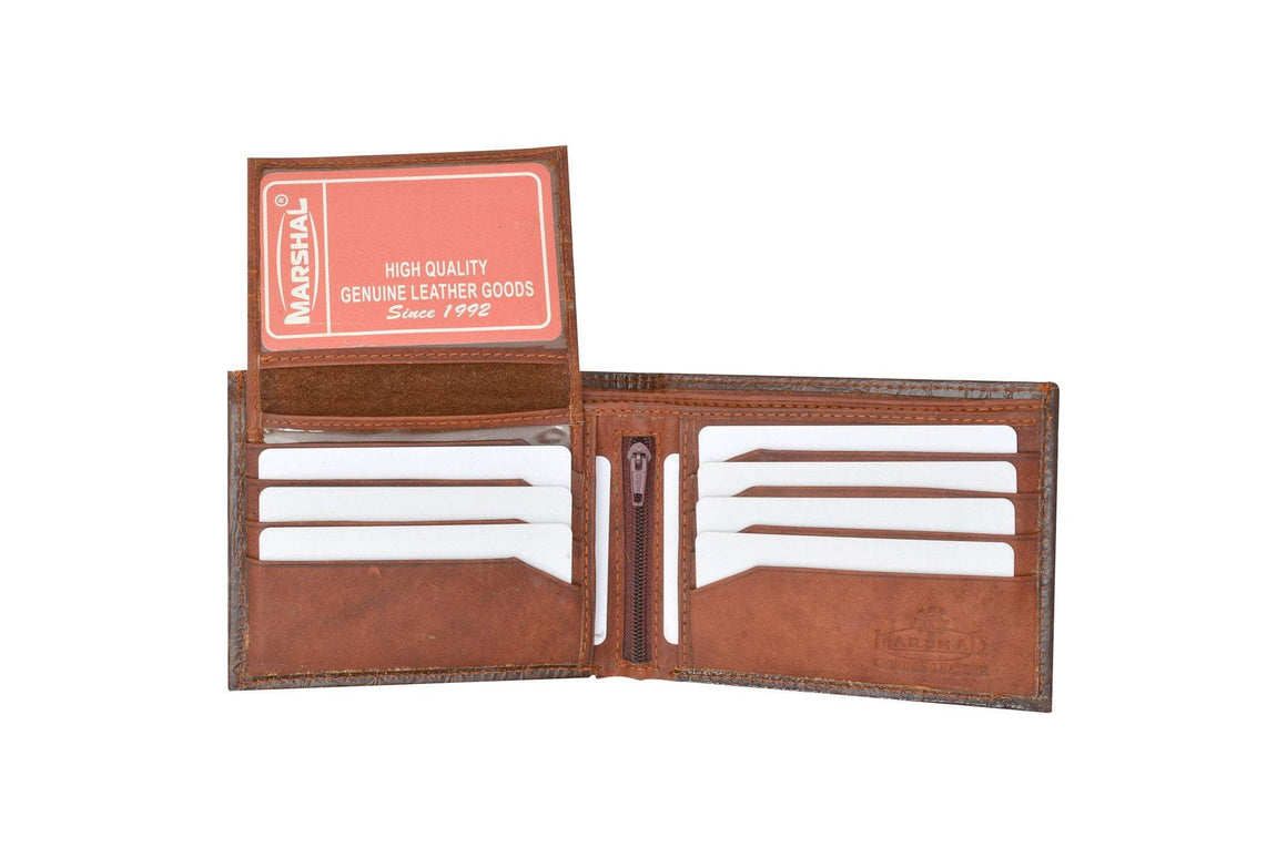 Special Series Crocodile Pattern Bifold Mens Leather Wallet with Removable Flap 2 ID Windows 5582 CF - wallets for men's at mens wallet