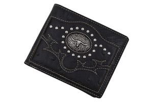 Cowboy Longhorn Design Mens Wallet Western Bifold Style Black W070-14-BK (C)-menswallet