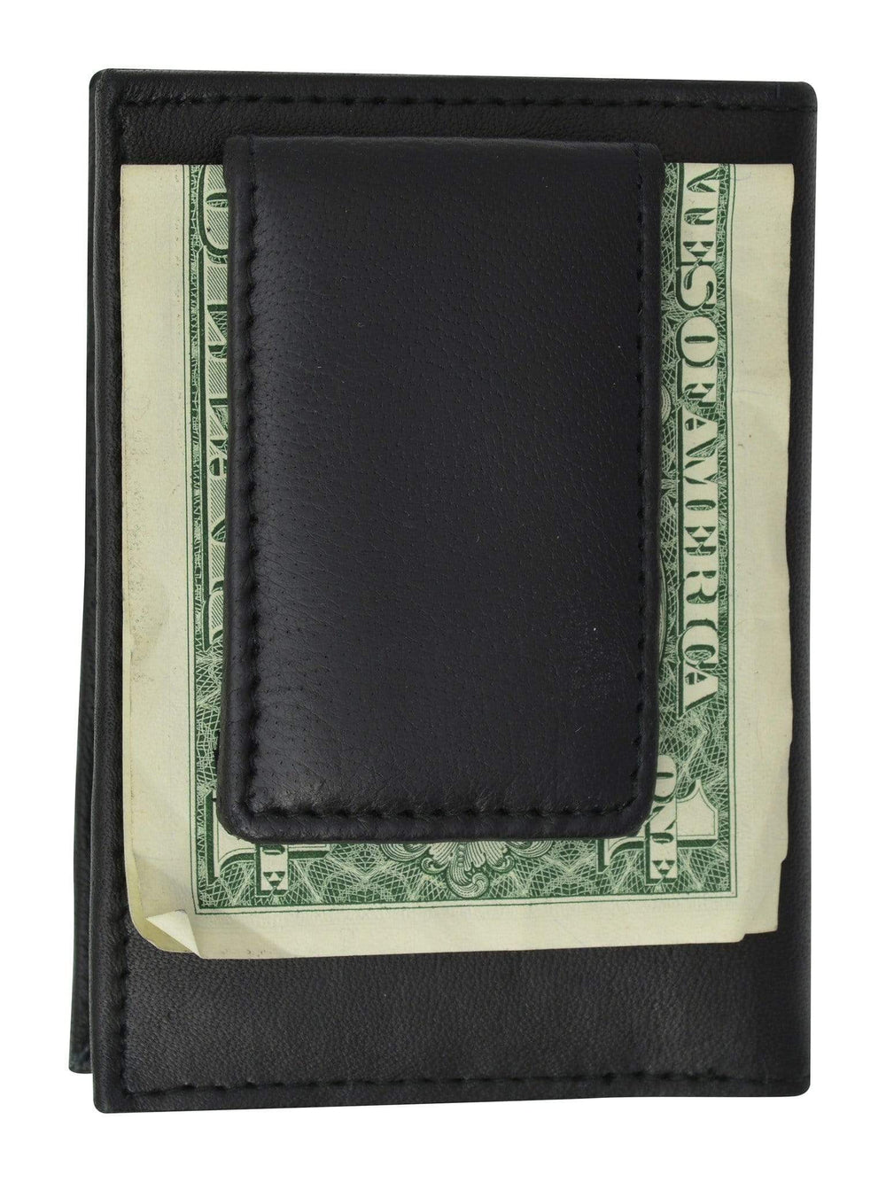 Leather Men's Money Clip Wallet - Slim PU Leather Cash Holder With Card Slots, Green, Minimalist Design - View #6