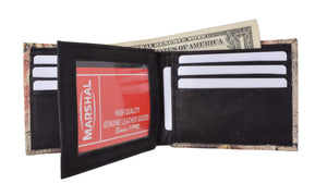Men's Genuine Leather Bifold Multi Card ID Center Flap Wallet with Graphics 1246-menswallet