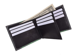 Men's Genuine Leather Bifold Multi Card ID Center Flap Wallet with Graphics 1246-menswallet