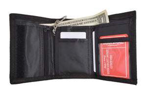 Men's Nylon Credit Card ID Holder Trifold Chain Wallet 836TA-menswallet
