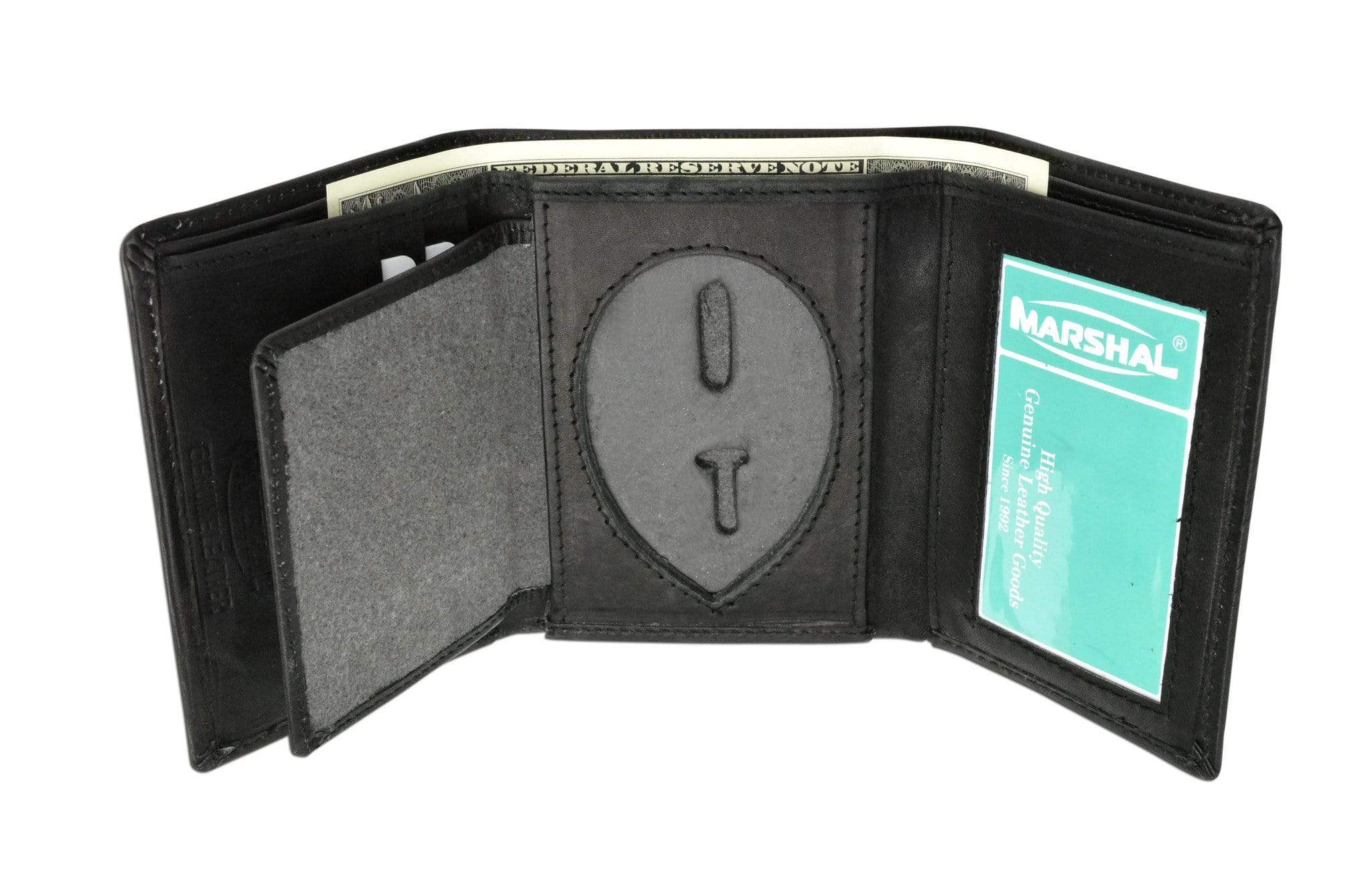 RFID Genuine Leather Trifold Badge Holder Wallet Police Badge Holder USA  Series
