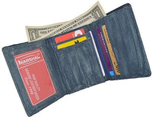 Waterproof Men's EeL Skin Leather Trifold ID Style Credit Card Holder ID Outside Wallet-menswallet