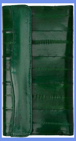 Womens Eel Skin Leather Deluxe Checkbook Wallet E 2575-menswallet